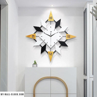 Clock Wood and Metal Large Triangles My Wall Clock