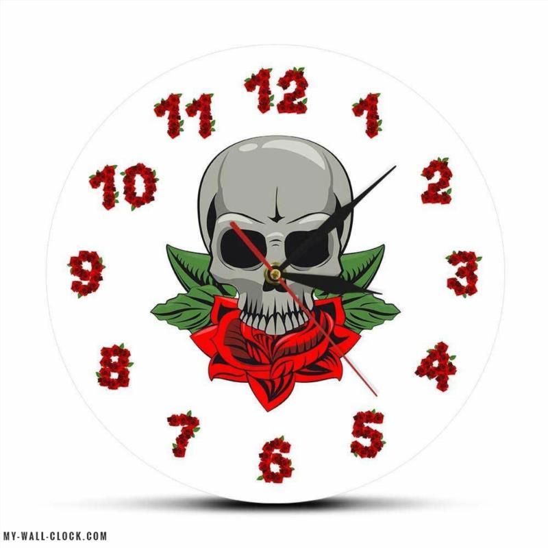 Flowered Skull Clock My Wall Clock