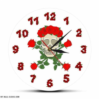Flowered Skull Clock My Wall Clock