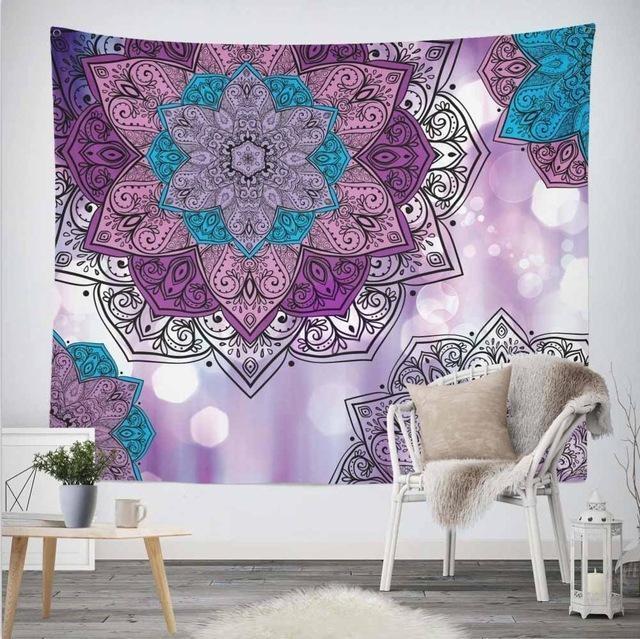 Hadra Purple Mandala Wall Tapestry My Wall Clock
