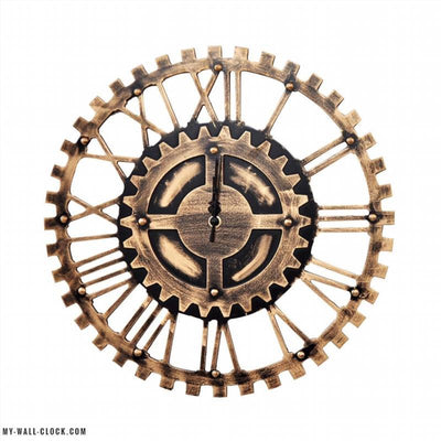 Industrial Clock Golden Gear My Wall Clock