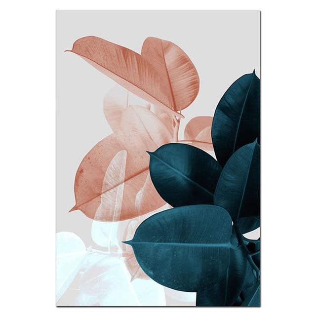 LEAF PINK SCANDINAVIAN PAINTING My Wall Clock