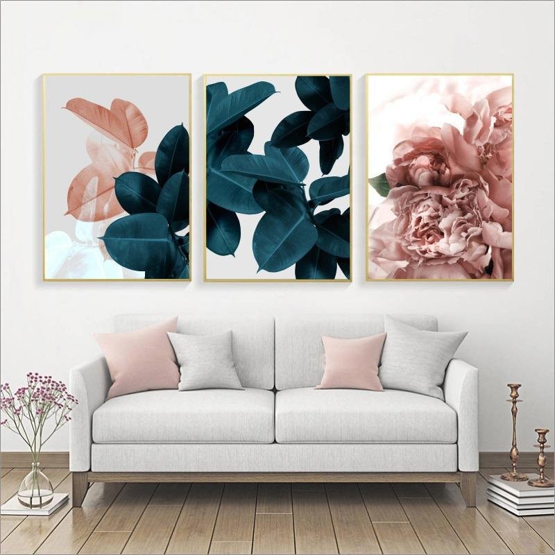 LEAF PINK SCANDINAVIAN PAINTING My Wall Clock