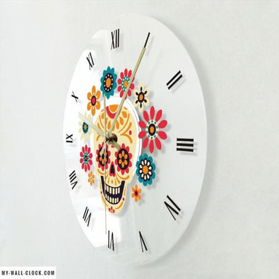 LED Clock Flowered Skull My Wall Clock