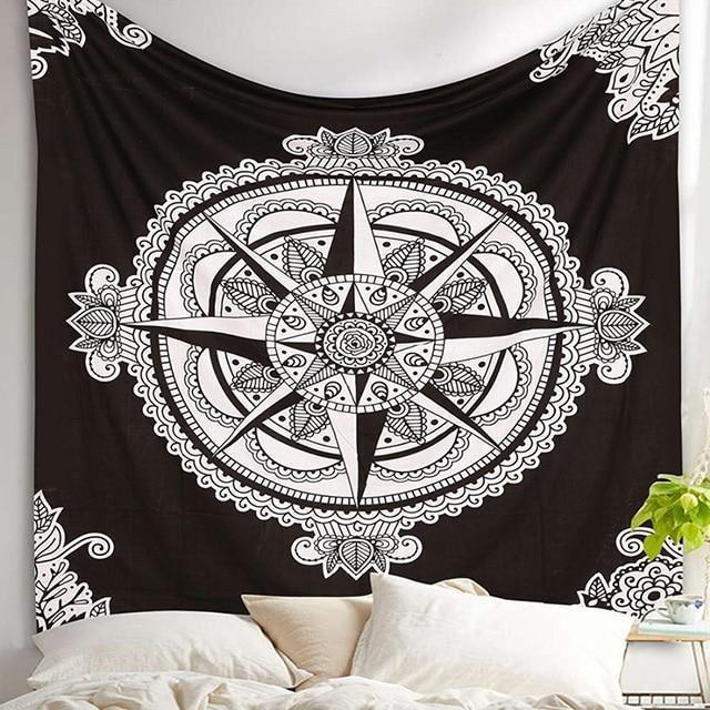 Mandala Compass Wall Hanging Black & White My Wall Clock