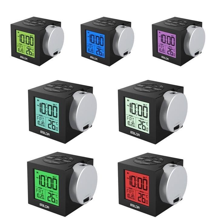 Multi-Colored Cube Travel Projection Alarm Clock My Wall Clock
