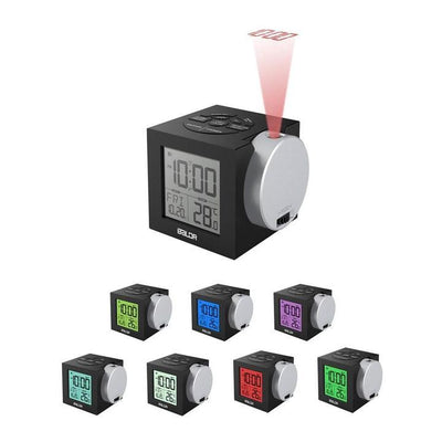Multi-Colored Cube Travel Projection Alarm Clock My Wall Clock