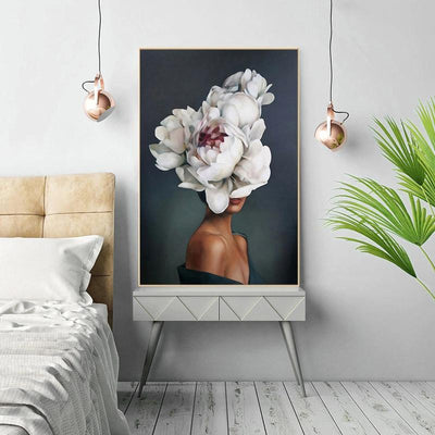 Nordic Painting Women: Flower Spirit My Wall Clock