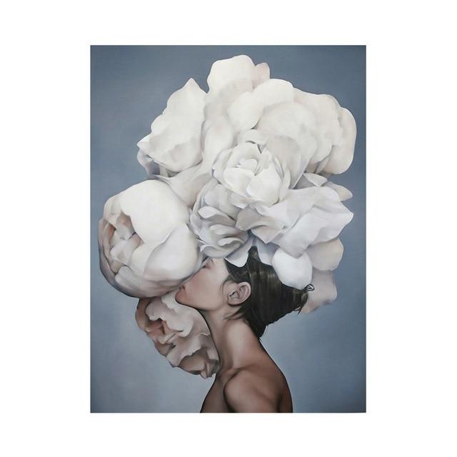 Nordic Painting Women: Flower Spirit My Wall Clock