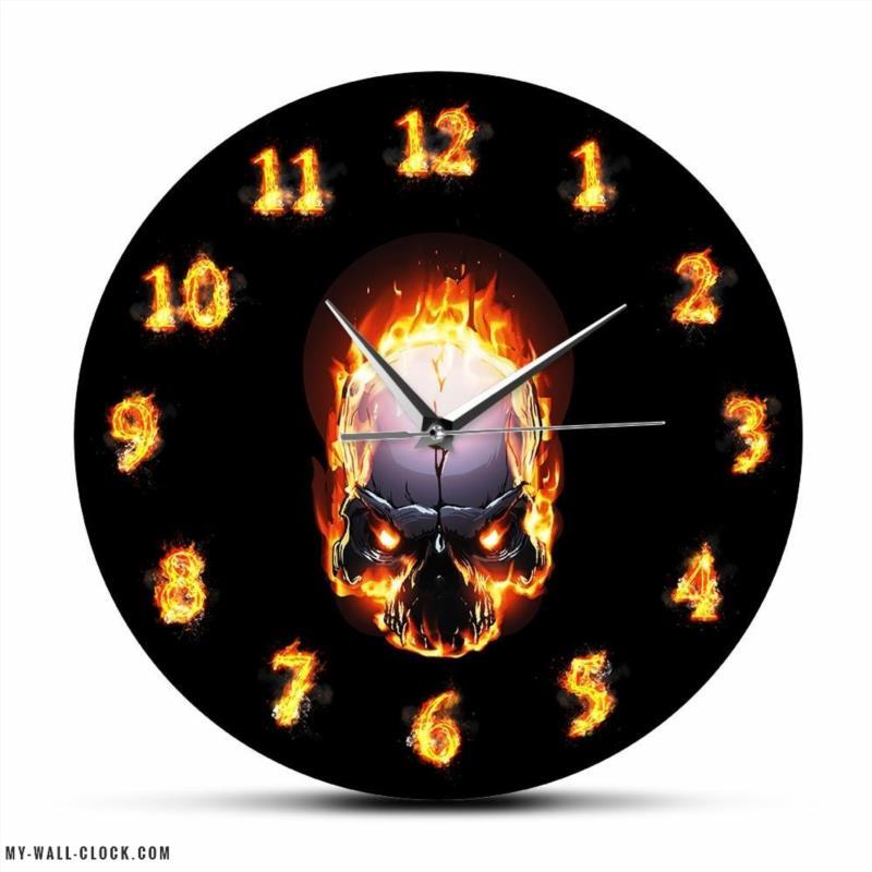 Original Clock Skull on Fire My Wall Clock