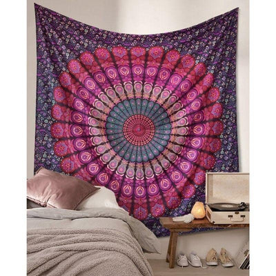 Pink and Purple Mandala Tapestry My Wall Clock
