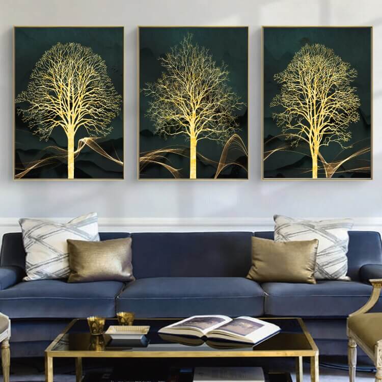 Scandinavian 3 Panel Tree Wall Art - Tønsberg My Wall Clock