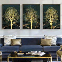 Scandinavian 3 Panel Tree Wall Art - Tønsberg My Wall Clock