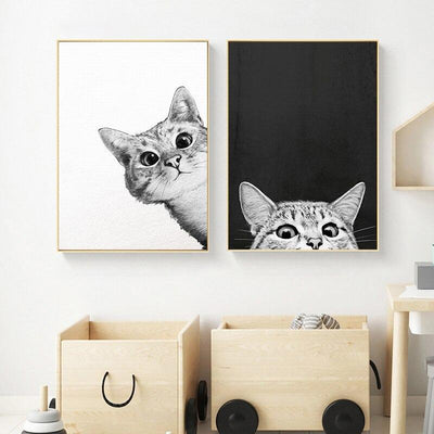 Scandinavian Cat Wall Art Canvas My Wall Clock