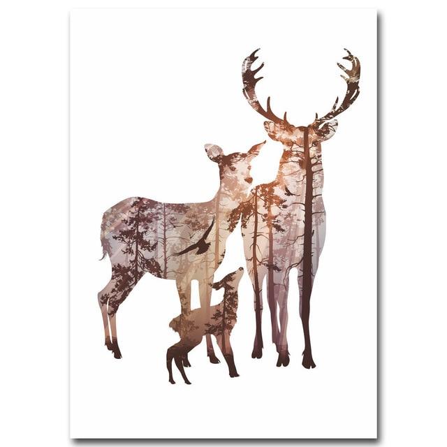 Scandinavian Deer Graphic Art My Wall Clock