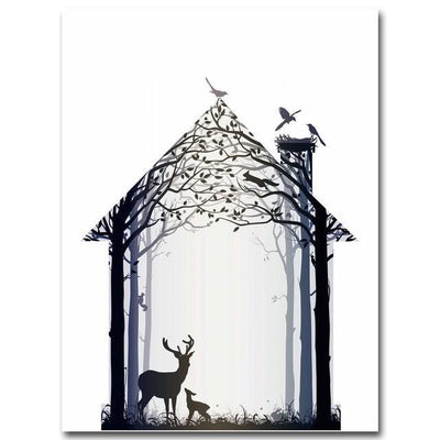 Scandinavian Deer Graphic Art My Wall Clock