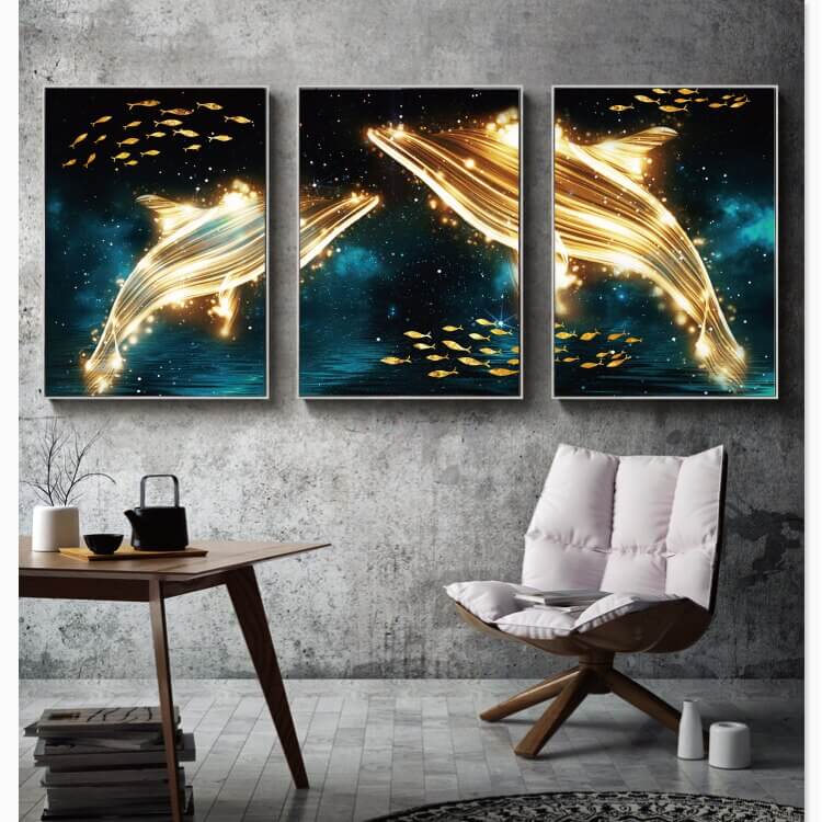 Scandinavian Dolphin Canvas Wall Art - Skudenesshavn My Wall Clock