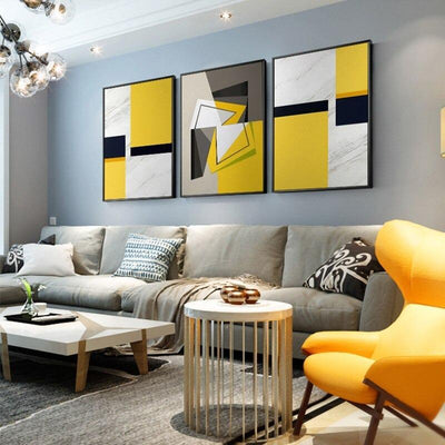 Scandinavian Yellow Abstract Canvas Art My Wall Clock