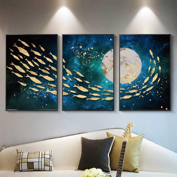 School of Fish Wood Wall Art - Vardø My Wall Clock