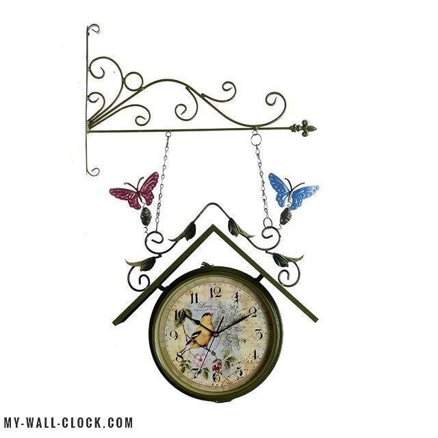Station Clock Coloured Butterflies My Wall Clock