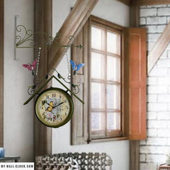 Station Clock Coloured Butterflies My Wall Clock