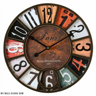 Vintage Clock Colored Wood My Wall Clock