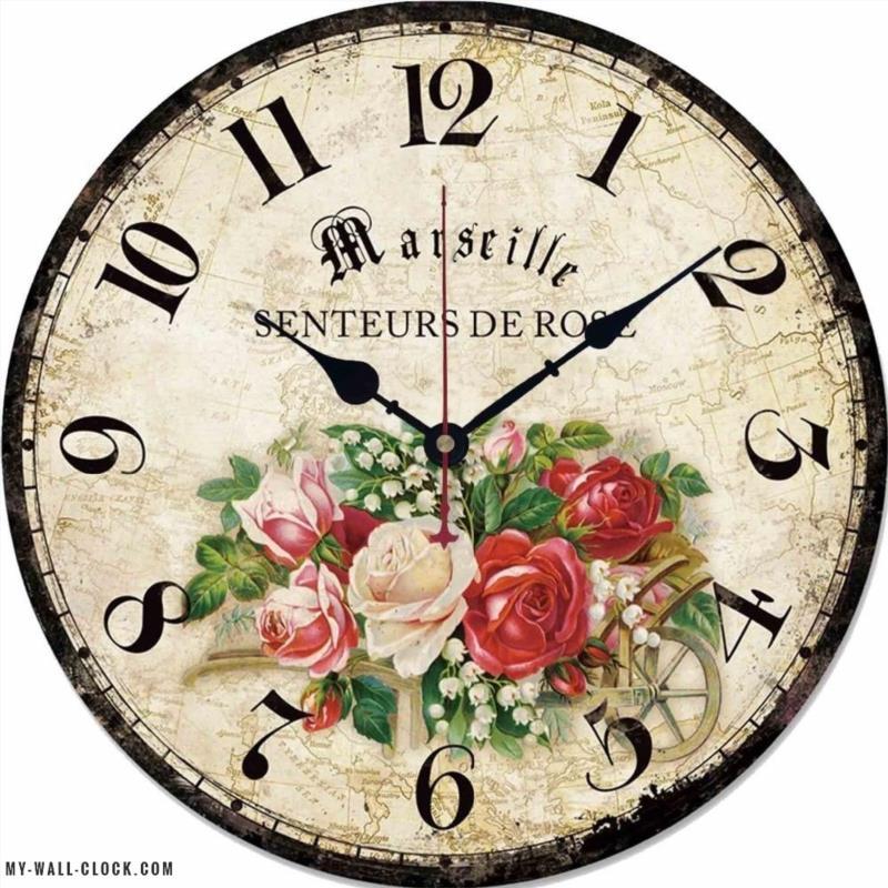Vintage Wall Clock with Roses | My Wall Clock