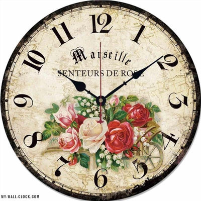 Vintage Clock Roses Bouquet My Wall Clock
