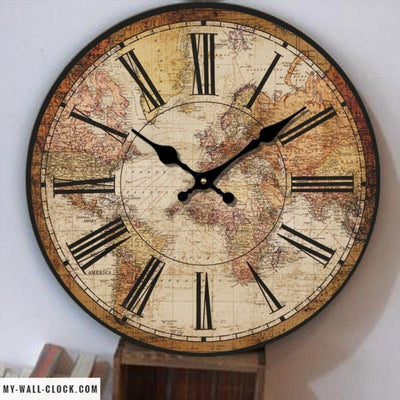 Vintage Clock World Map My Wall Clock