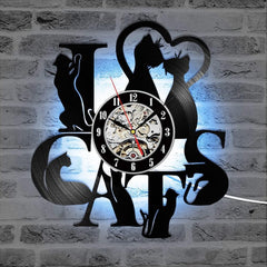 Vinyl Cat Lovers Clock My Wall Clock