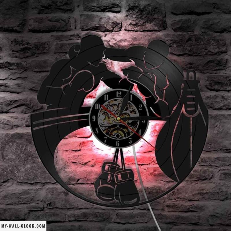 Kickboxing Clock Boxers Vinyl Wall Clock | My Wall Clock