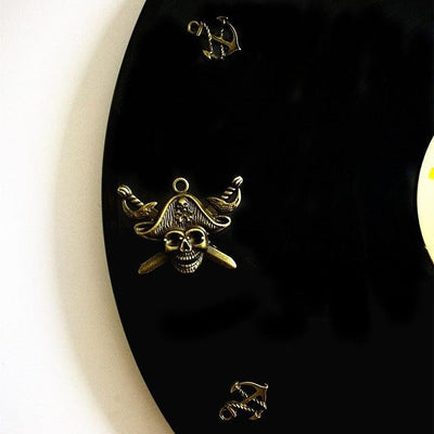 Vinyl Clock Gold Skull My Wall Clock