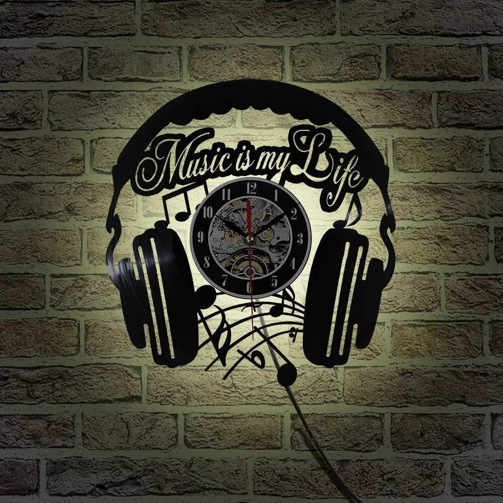 Vinyl Music Headset Clock My Wall Clock
