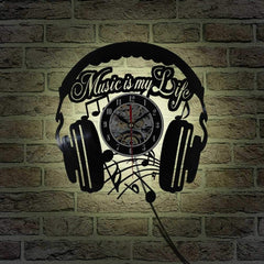 Vinyl Music Headset Clock My Wall Clock