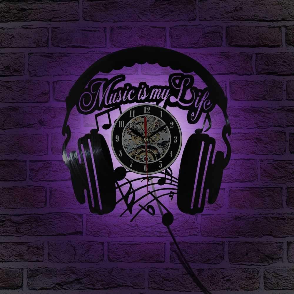 Vinyl Music Headset Clock My Wall Clock