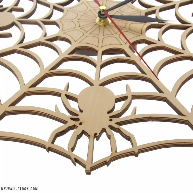 Wooden Clock Spider's Web My Wall Clock