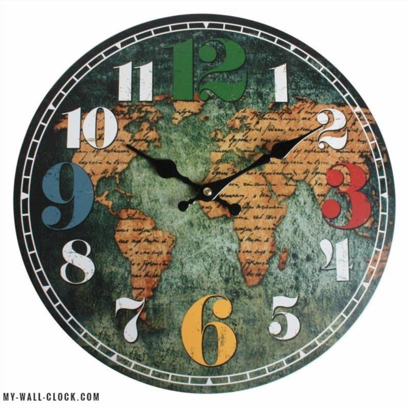 Wooden Clock World Map My Wall Clock