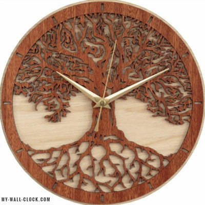 Wooden Clock World Tree Yggdrasil My Wall Clock