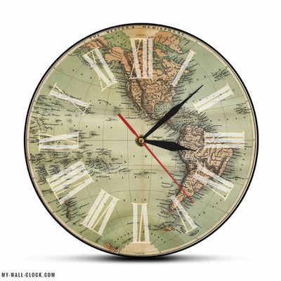 World Clock Old Map My Wall Clock