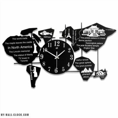World Map Black Clock My Wall Clock