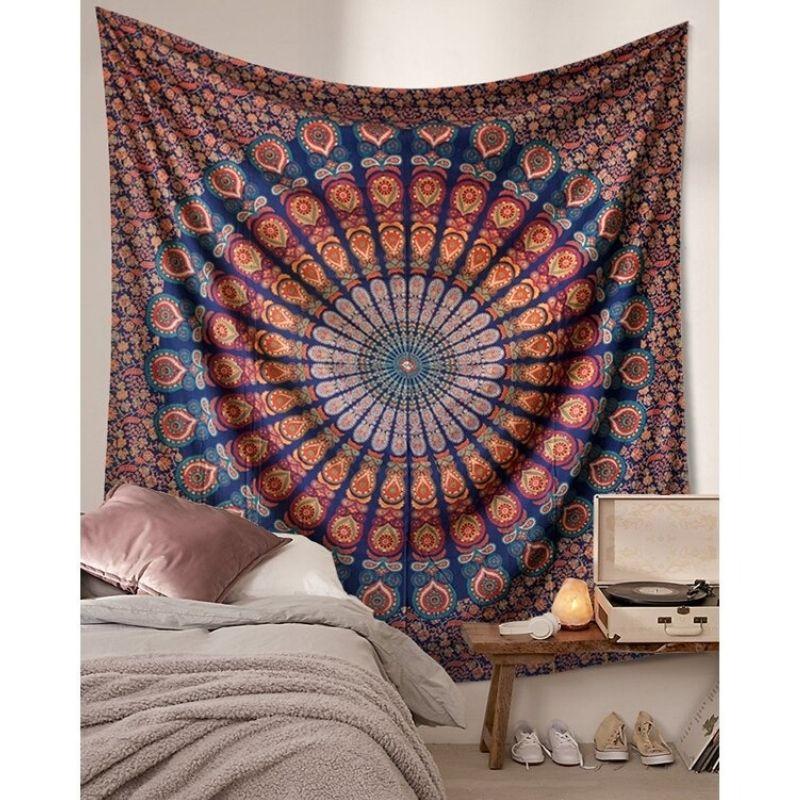 Zen Indian Pink Mandala Tapestry My Wall Clock